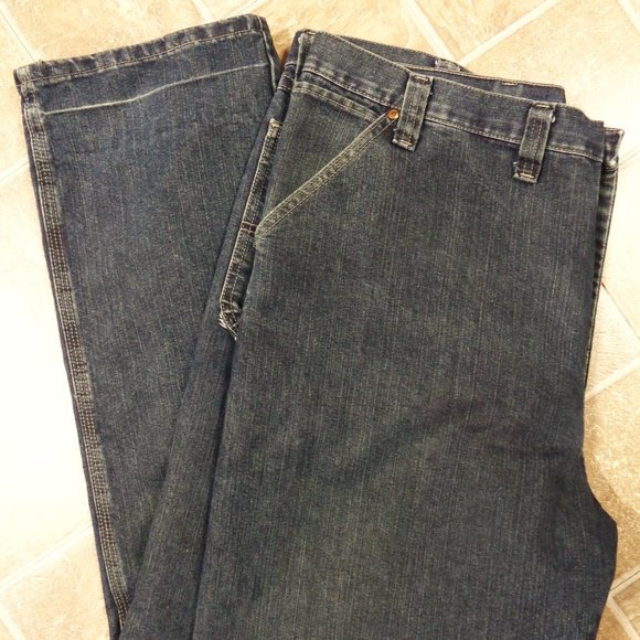 Wrangler Big Tall Mans Carpenter Jeans Med Blue Washed - Picture 1 of 7